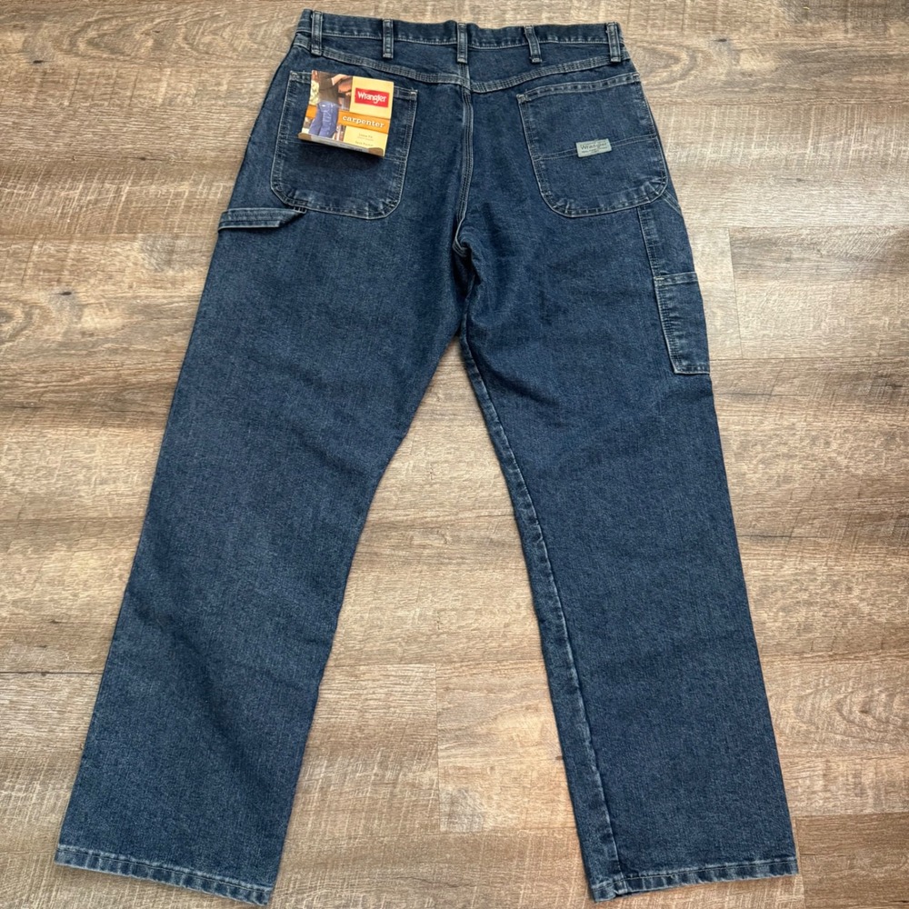 Wrangler Carpenter Jeans 34x32 Loose Fit Dark Wash Blue Utility Tech Pocket NEW